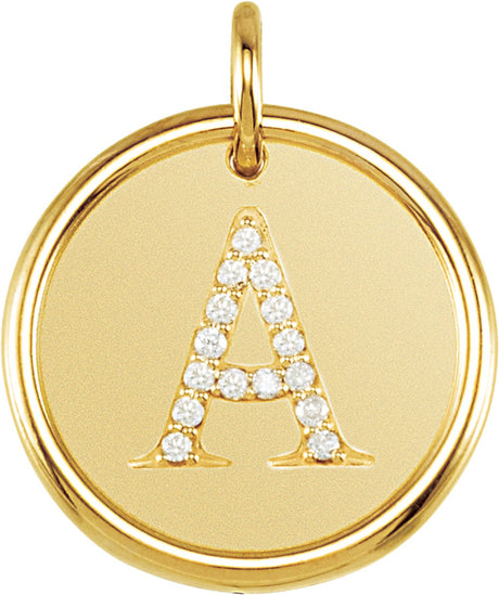 14K Yellow Gold .08 CTW Natural Diamond Posh Mommy® Initial A Pendant