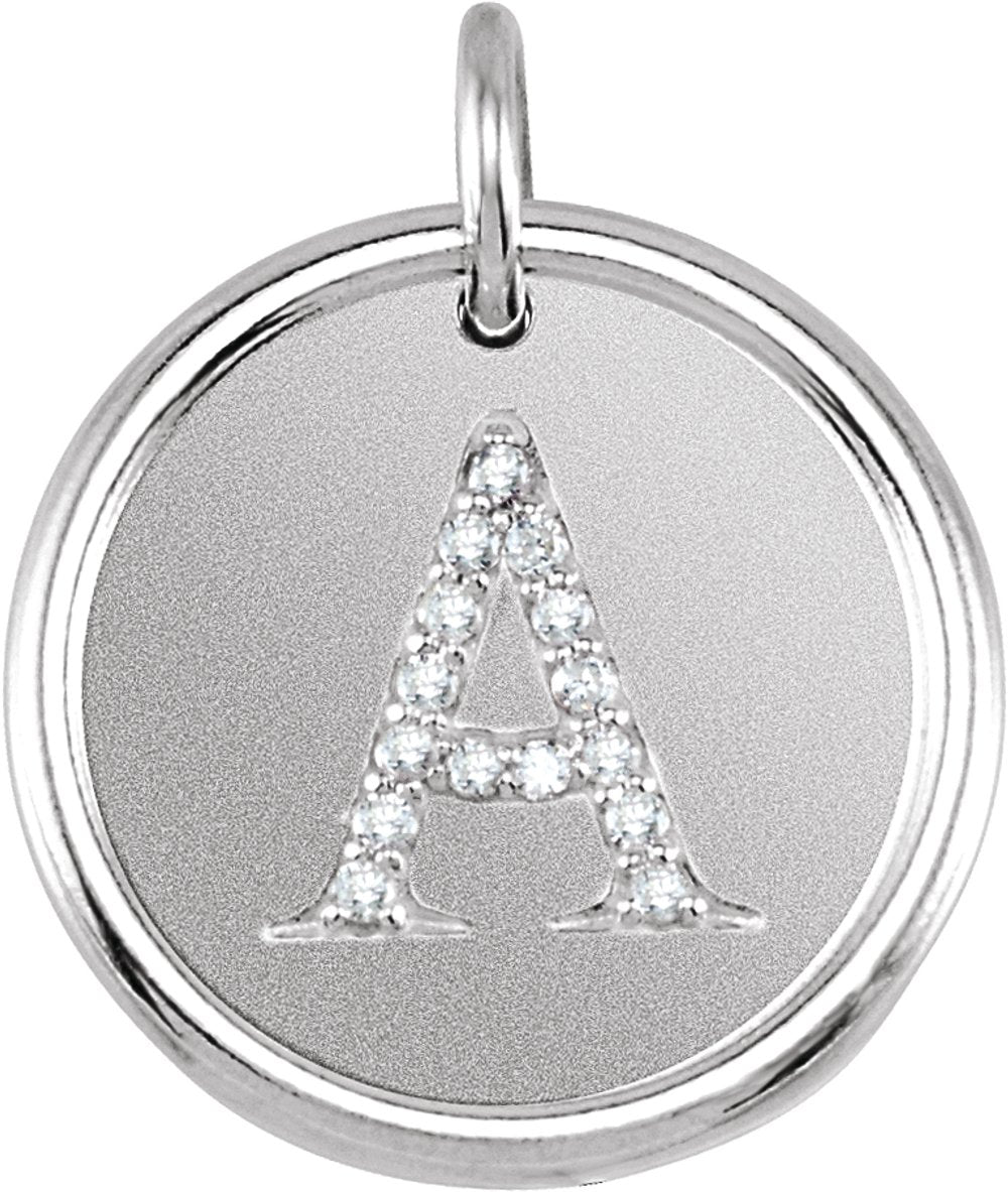 14K White Gold .08 CTW Natural Diamond Posh Mommy® Initial A Pendant