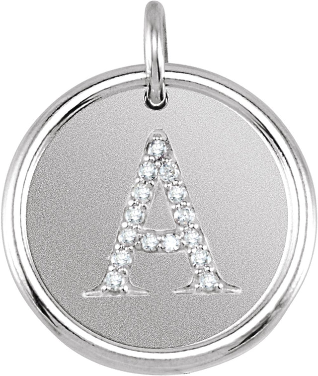 14K White Gold .08 CTW Natural Diamond Posh Mommy® Initial A Pendant