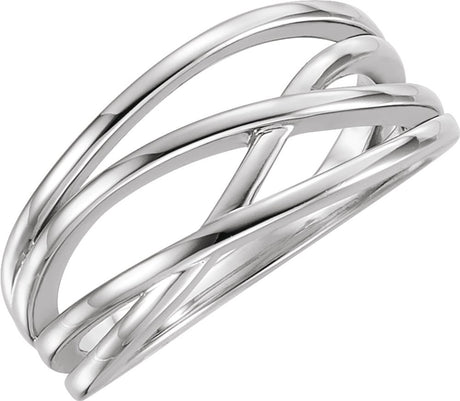 14K White Criss-Cross Ring