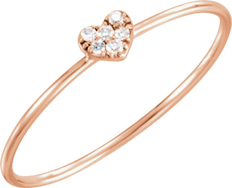 14K Rose Gold .03 CTW Natural Diamond Petite Heart Cluster Ring