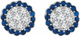 14K White Natural Blue Sapphire & 5/8 CTW Natural Diamond Earrings