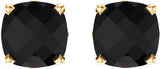 14K Yellow Gold 6x6 mm Cushion Natural Black Onyx Earrings