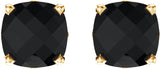 14K Yellow Gold 6x6 mm Cushion Natural Black Onyx Earrings