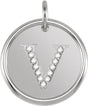 Sterling Silver .07 CTW Natural Diamond Posh Mommy® Initial V Pendant