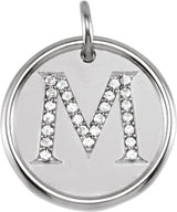 14K White 1/1/10 CTW Natural Diamond Posh Mommy® Initial M Pendant
