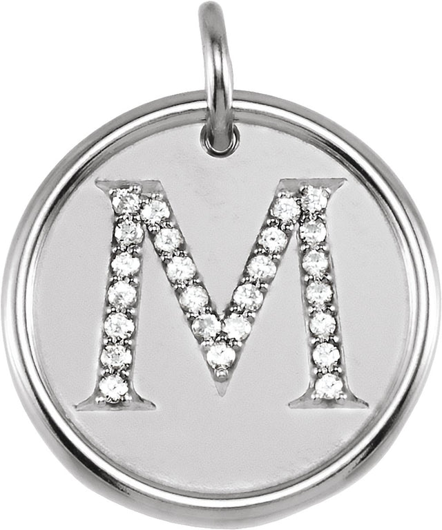 14K White 1/1/10 CTW Natural Diamond Posh Mommy® Initial M Pendant