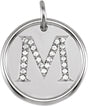 14K White 1/1/10 CTW Natural Diamond Posh Mommy® Initial M Pendant