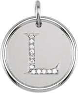 Sterling Silver .04 CTW Natural Diamond Posh Mommy® Initial L Pendant