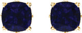 14K Yellow Gold 6x6 mm Cushion Lab-Grown Blue Sapphire Earrings