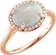 14K Rose Natural White Opal & .06 CTW Natural Diamond Ring