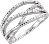 14K White Gold 1/5 CTW Natural Diamond Criss-Cross Ring