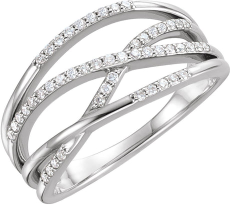 14K White 1/5 CTW Natural Diamond Criss-Cross Ring