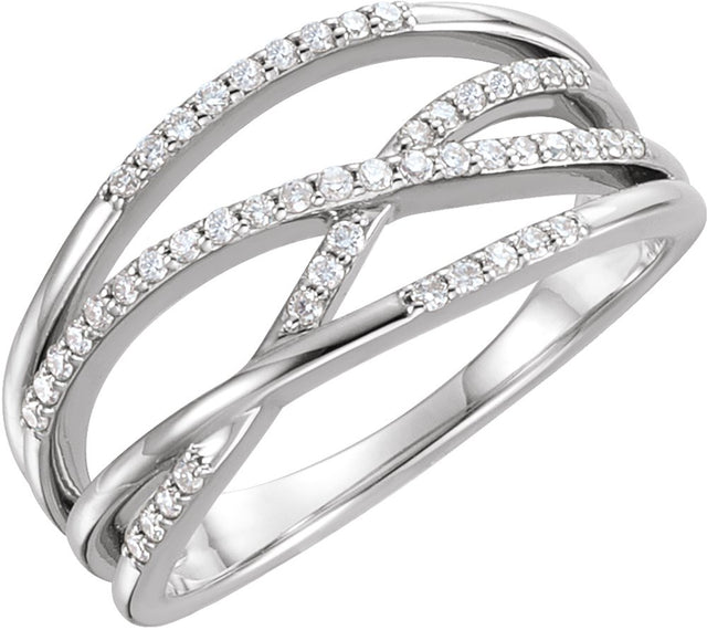 14K White Gold 1/5 CTW Natural Diamond Criss-Cross Ring