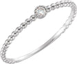 14K White Gold .03 CTW Natural Diamond Beaded Bezel-Set Ring