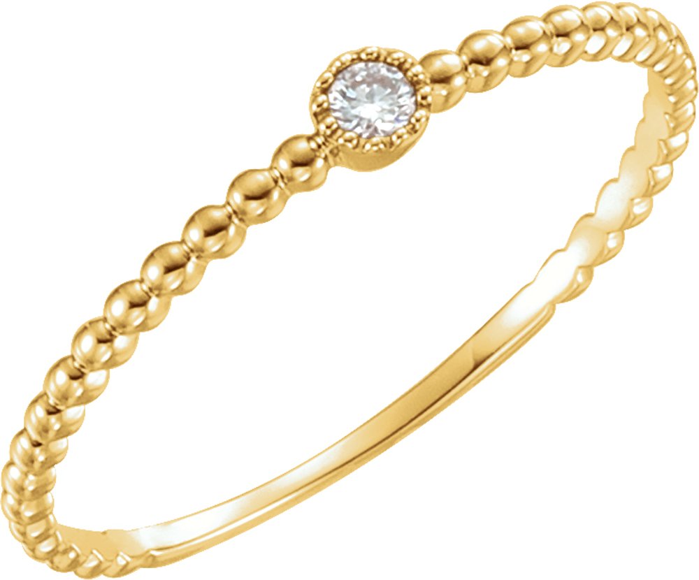 14K Yellow .03 CTW Natural Diamond Beaded Bezel-Set Ring