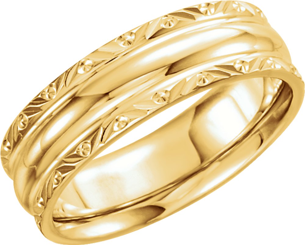 14K Yellow 6 mm Design-Engraved Band Size 6