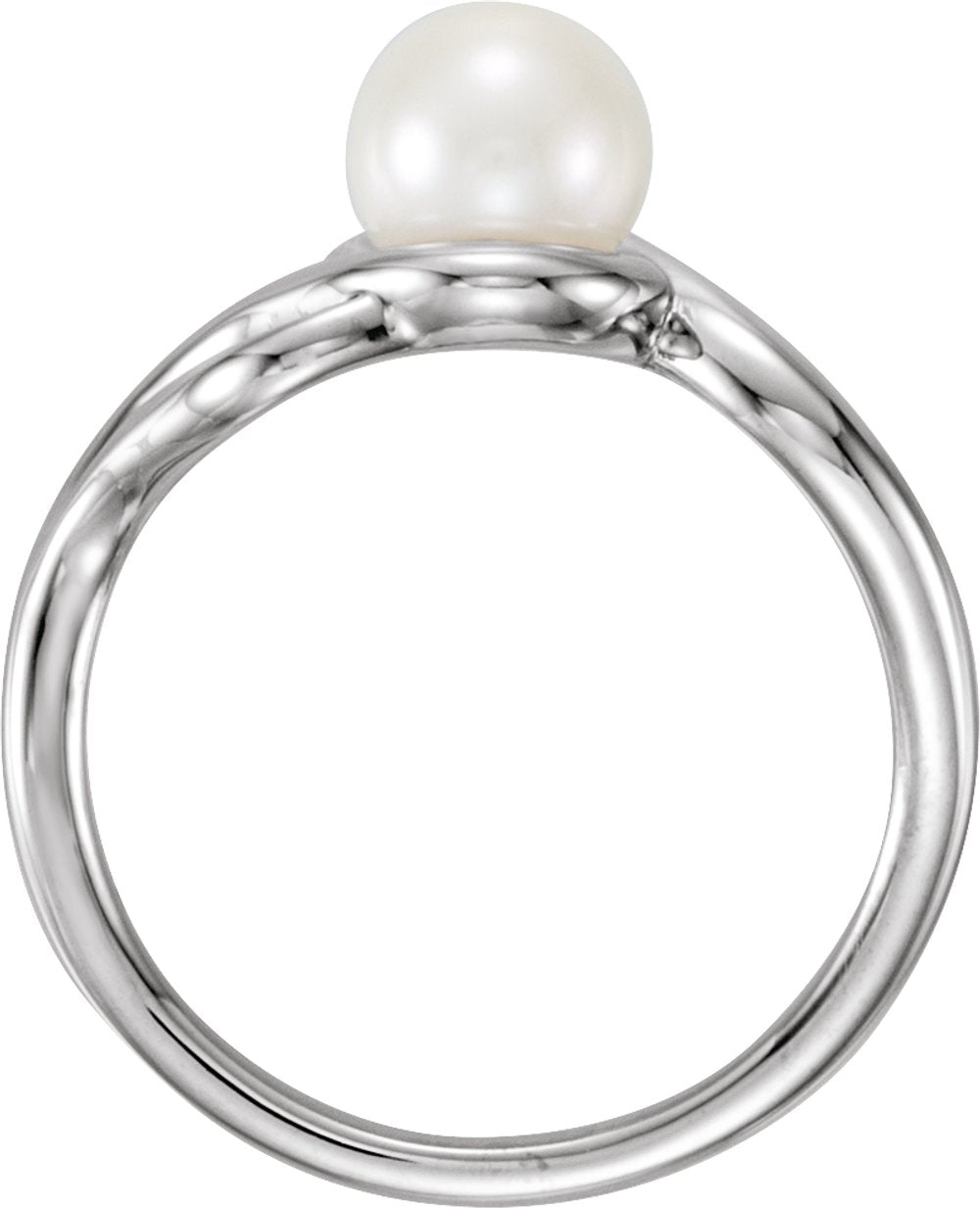 14K White Cultured White Freshwater Pearl Ring