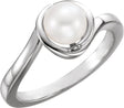 Sterling Silver Cultured White Freshwater Pearl Ring