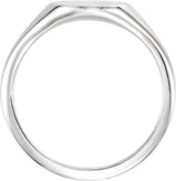 14K White Gold 13x11 mm Oval Signet Ring