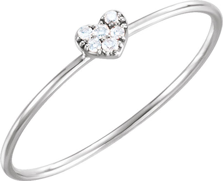 14K White Gold .03 CTW Natural Diamond Petite Heart Cluster Ring