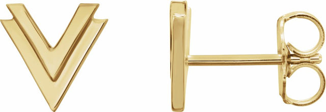 14K Yellow 8 mm Double V Earrings