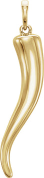 18K Yellow Gold Italian Horn Pendant