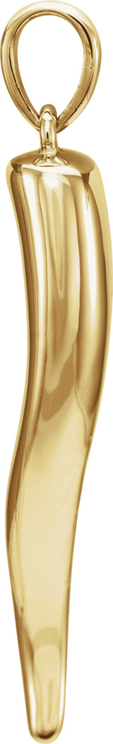 14K Yellow Gold Italian Horn Pendant