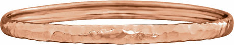 14K Rose 5.1 mm Hammered Bangle 7 1/2" Bracelet