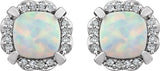 14K White Lab-Grown Opal & 1/10 CTW Natural Diamond Earrings