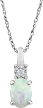 14K White Lab-Grown White Opal & .02 CT Natural Diamond 18" Necklace