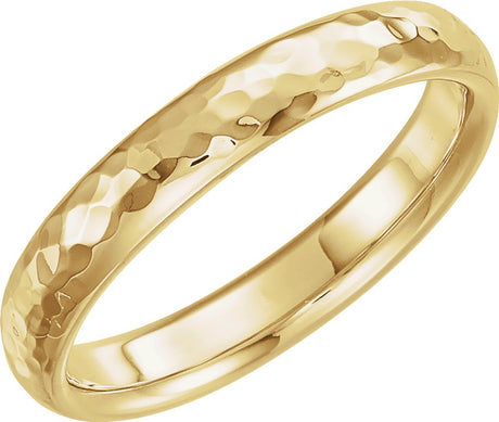 14K Yellow 4 mm Half Round Hammered Comfort-Fit Band Size 8.5