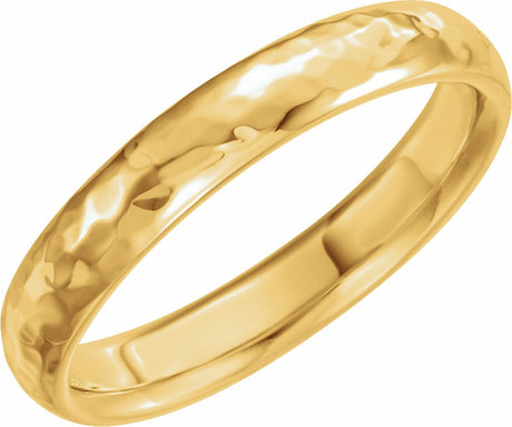 14K Yellow 4 mm Half Round Hammered Band Size 6.5