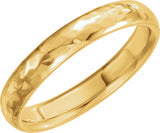 14K Yellow 4 mm Half Round Hammered Band Size 8
