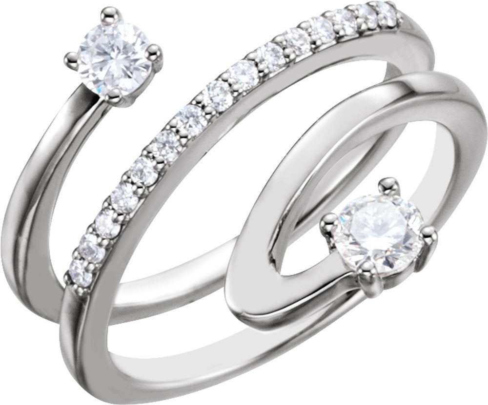 14K White Gold 1/2 CTW Natural Diamond Freeform Ring
