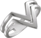 Sterling Silver Double V Ring