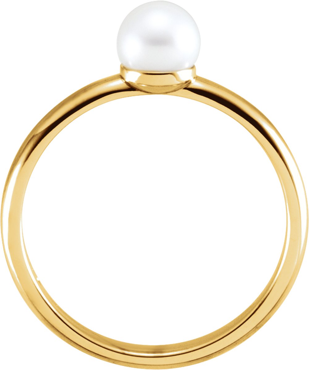 14K Yellow 5.5-6 mm Cultured White Freshwater Pearl Ring