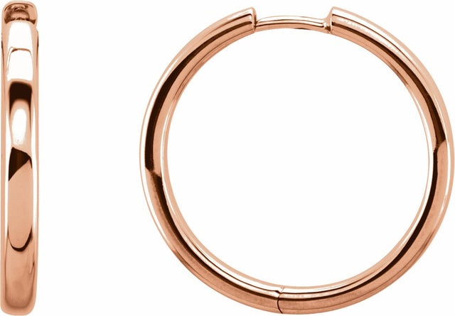 14K Rose 24 mm Hinged Hoop Earrings