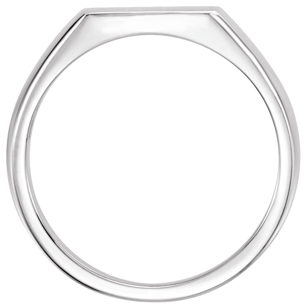 14K White Gold 15x12 mm Rectangle Signet Ring