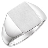 14K White Gold 15x12 mm Rectangle Signet Ring