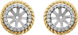 14K White Gold-Plated 1/8 CTW Diamond Rope Earring Jackets with 5.4mm ID