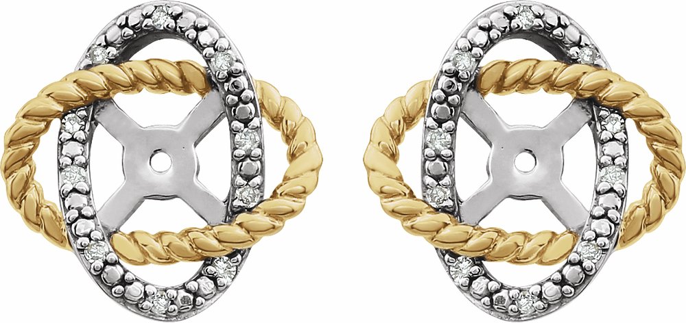 14K White/Yellow Gold-Plated .07 CTW Diamond Earring Jackets with 5.3mm ID