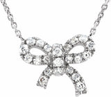 14K White Gold 1/6 CTW Natural Diamond Bow 18" Necklace