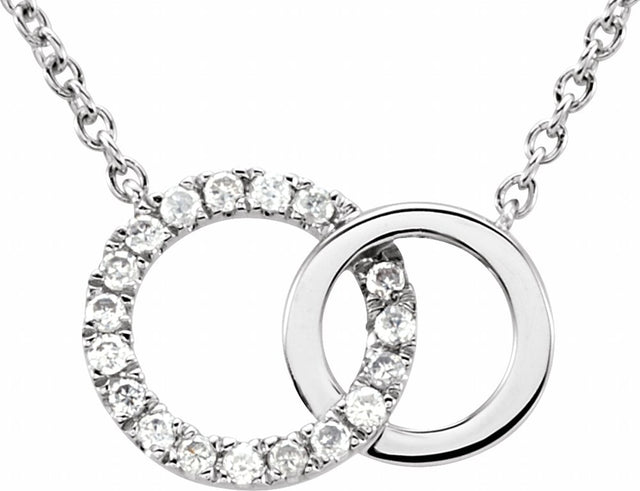 14K White Gold .06 CTW Natural Diamond Circle 18" Necklace