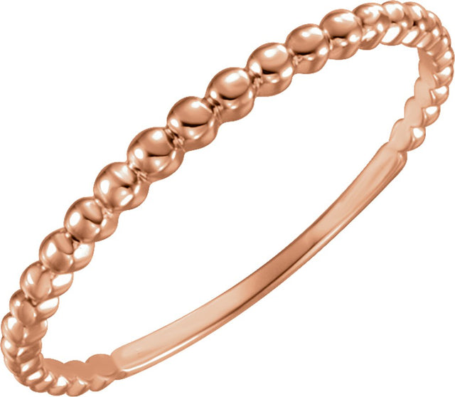 14K Rose Stackable Bead Ring