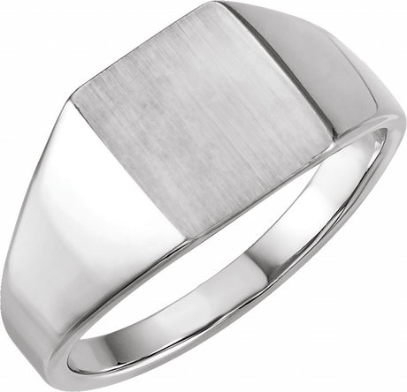 Sterling Silver 12x10 mm Rectangle Signet Ring