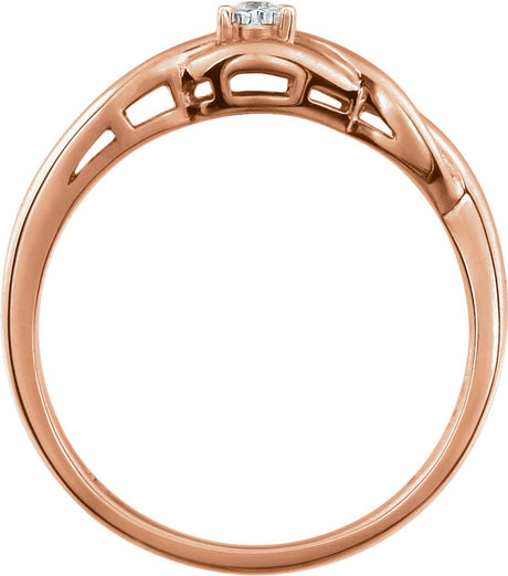 14K Rose Gold .04 CT Natural Diamond Ring