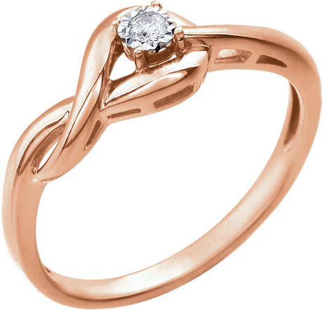 14K Rose .04 CT Natural Diamond Ring  
