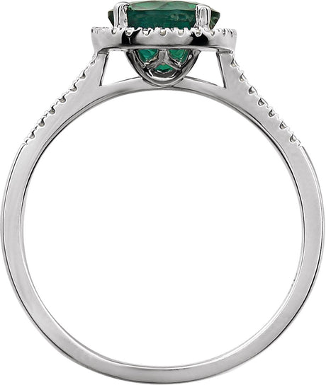 Sterling Silver Lab-Grown Emerald & .01 CTW Natural Diamond Ring