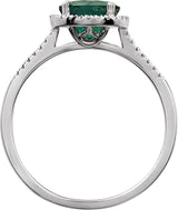 Sterling Silver Lab-Grown Emerald & .01 CTW Natural Diamond Ring